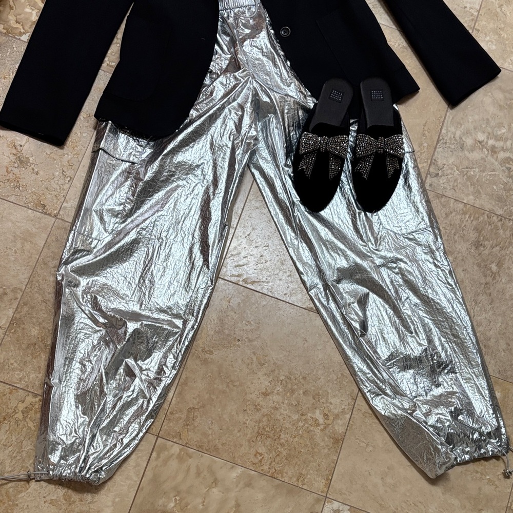 a new day Silver Metallic Track Joggers S